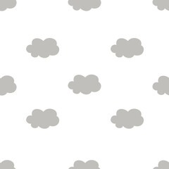 Seamless children's pattern with gray clouds. Cute vector illustration.