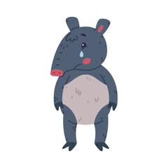 Obraz na płótnie Canvas Cute Grey Tapir Animal with Proboscis Standing and Crying Vector Illustration