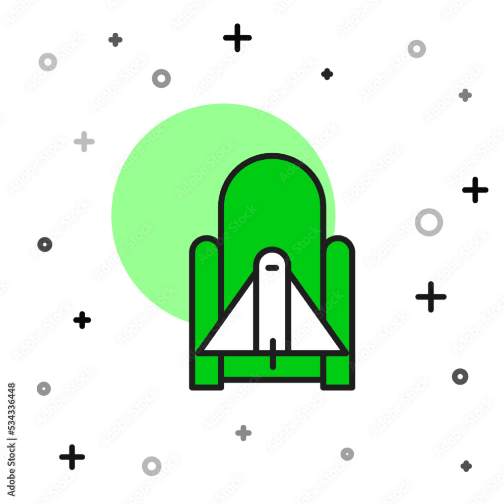 Aufkleber filled outline rocket launch from the spaceport icon isolated on white background. launch rocket in 