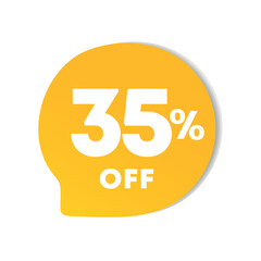 35% off. For sales, price discounts. Offers, promotions, outlet, retail, stores. Use in social media, banner, poster