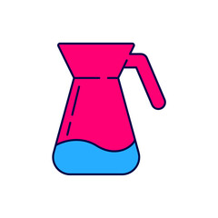 Filled outline Jug glass with water icon isolated on white background. Kettle for water. Glass decanter with drinking water. Vector