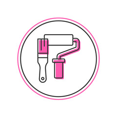 Filled outline Paint roller brush icon isolated on white background. Vector