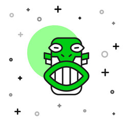 Filled outline Mexican mayan or aztec mask icon isolated on white background. Vector