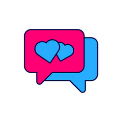 Filled outline Heart in speech bubble icon isolated on white background. Happy Valentines day. Vector
