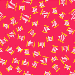 Line Fire hose reel icon isolated seamless pattern on red background. Vector