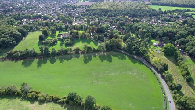 Amazing aerial view of Sonning Common, Chiltern Hills in South Oxfordshire