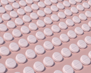 Pattern made with medicine pills on color pastel light background. Medicine and pharmacy creative concepts. Trendy colors.