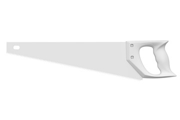 Hand saw with hardened teeth isolated on white monochrome background