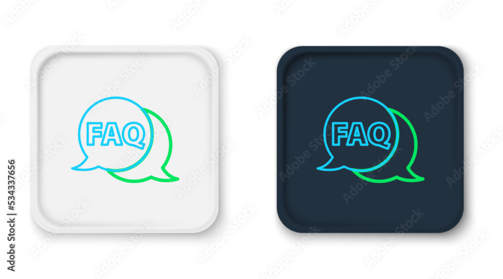 Poster line speech bubble with text faq information icon isolated on white background. circle button with t