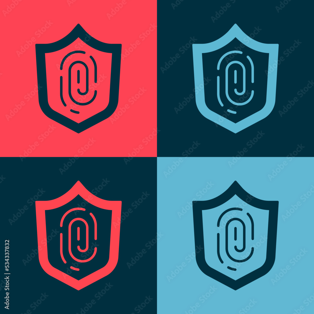 Aufkleber pop art fingerprint icon isolated on color background. id app icon. identification sign. touch id. v