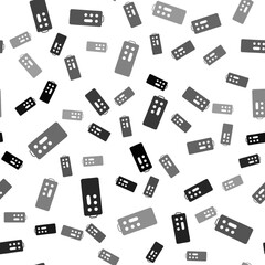 Black Remote control icon isolated seamless pattern on white background. Vector