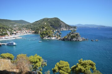 Naklejka premium The beautiful and famous Greek town of Parga on the coast of the Ionian Sea