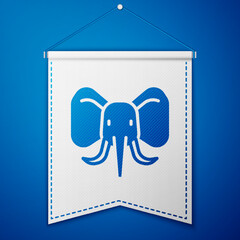 Blue Elephant icon isolated on blue background. White pennant template. Vector