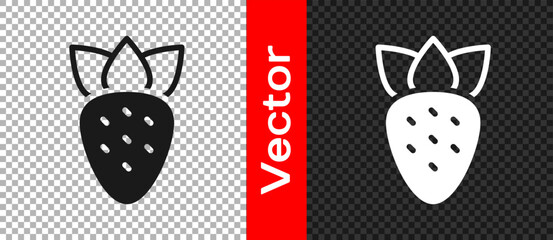 Black Strawberry icon isolated on transparent background. Vector