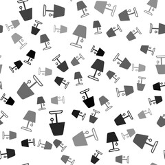 Black Table lamp icon isolated seamless pattern on white background. Night light. Vector