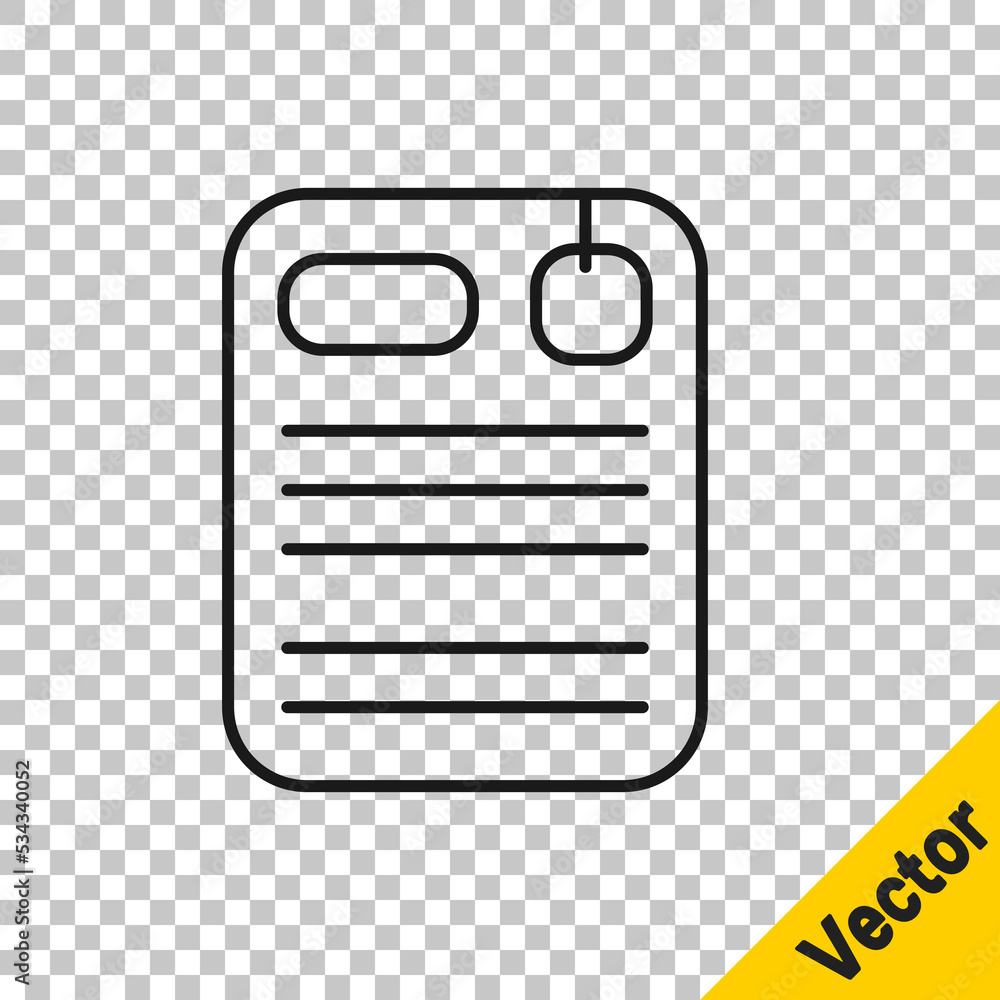 Poster black line dossier folder icon isolated on transparent background. vector
