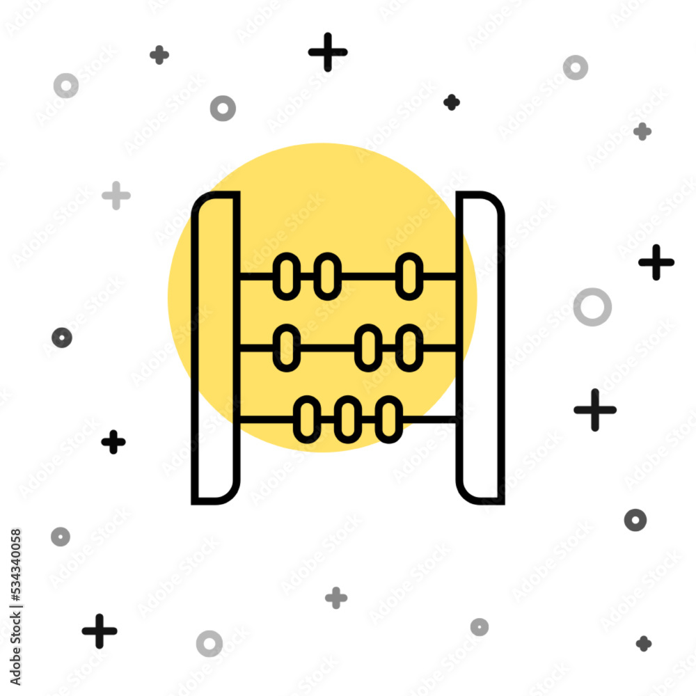 Poster black line abacus icon isolated on white background. traditional counting frame. education sign. mat