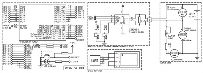 Vector diagram of connecting a current sensor to an Arduino uno.  Electronic circuit board with arduino.
Electrical diagram with arduino.
