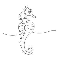 Continuous line drawing of Seahorse. Vector illustration.
