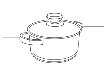 Cooking Pot icon Vector illustration on white background. Continuous line drawing.