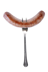 Beef sausage on a white isolated background