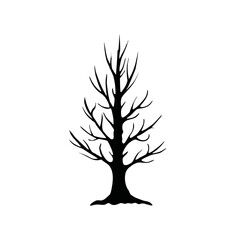Obraz premium Scary Halloween Tree Icon, Spooky Trees Silhouette Isolated