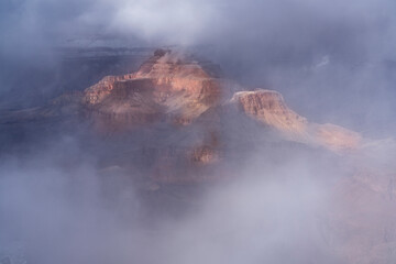 USA, Arizona, Grand Canyon National Park. Snowstorm over canyon.