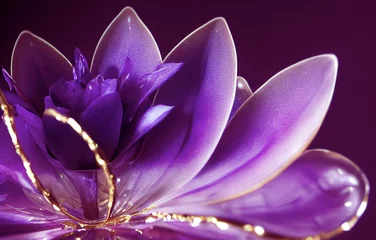 Blühende exotische Blume, Makrofoto. Blumenhintergrund in violetten violetten Tönen mit weichem, selektivem Fokus. Bild für Karten, Einladungen, Banner. 3D-Rendering © Viks_jin
