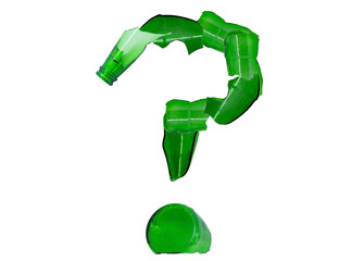 A question mark made from a broken bottle