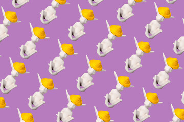 white rabbit pattern on the background