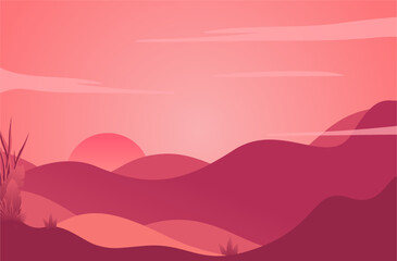 Savanna desert landscape illustration vector background 