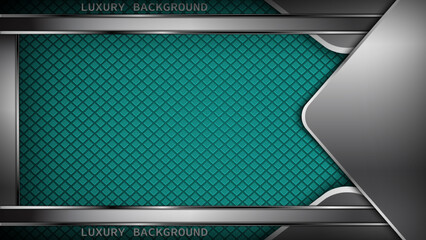 shiny silver background, modern design with green texture frame and pattern.