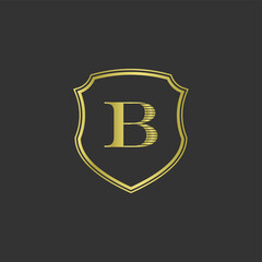 initials b elegant gold logo with border