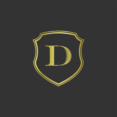 initials d elegant gold logo with border