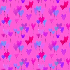 Fototapeta na wymiar Valentines hearts seamless love balloons pattern for wrapping and kids clothes print and fabrics and gifts box