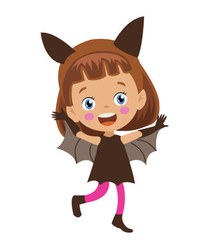 cute beautiful girl in a bat girl costume