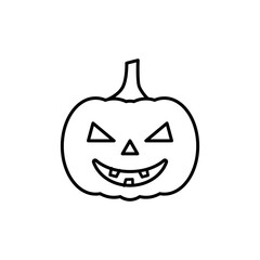 line pumpkin icon. Happy Halloween,  Thanksgiving 