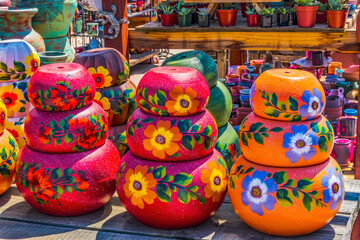 Fototapeta na wymiar Colorful bowls, Old Town, San Diego, California.