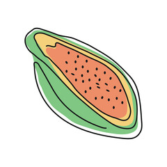papaya fruit line drawing