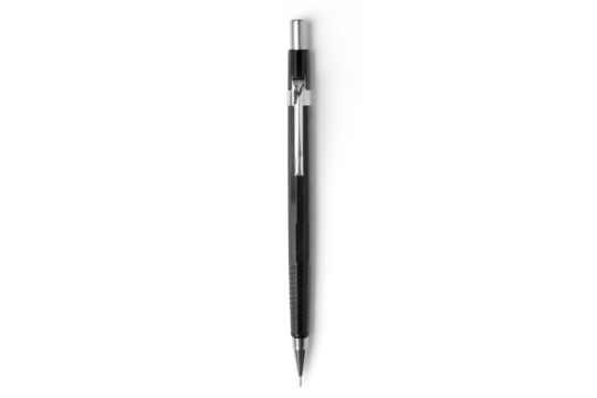 Black Japanese mechanical pencil flatlay with shadow