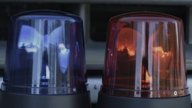 Flashing Police Lights Mounted On Front Bumper of Police Vehicle