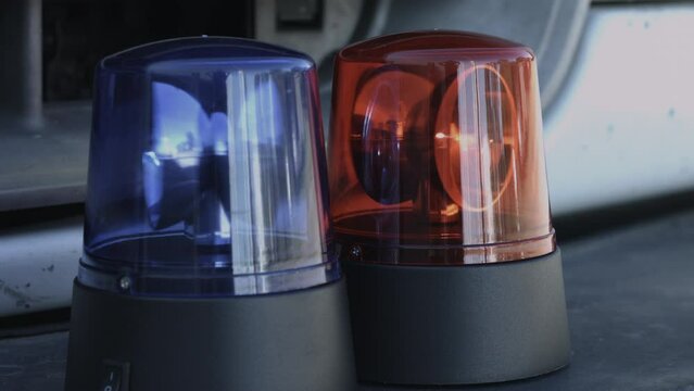 Flashing Police Lights Mounted On Front Bumper of Police Vehicle