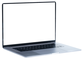 Perspective view of open modern laptop