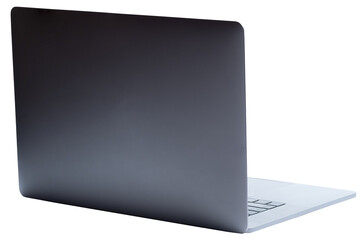 Back view of grey laptop - obrazy, fototapety, plakaty