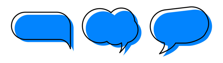 Set of blue Chat Message Bubbles Vector Icon. Communication icons. Talk bubble, dialog. Web icon set.