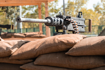 clasic war rifle on a war trench