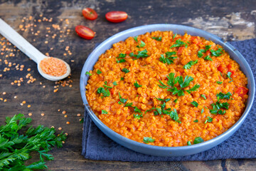 Lentils with tomatoes and peppers