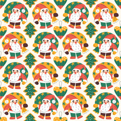 Seamless pattern with cute Christmas elements