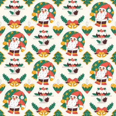 Seamless pattern with cute Christmas elements