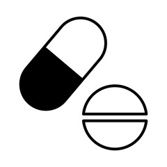 Pill icon. Medicine icon set. Health care. Vector illustration. Stock image.